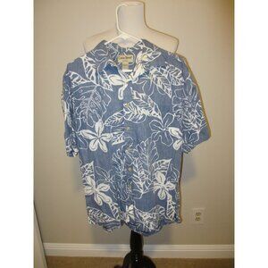 Cooke Street Honolulu M Blue & White Hawaiian Floral Button-Up Shirt Medium